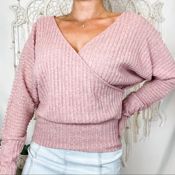 Express Tops - Express Cross Top / Blush Pink / S
